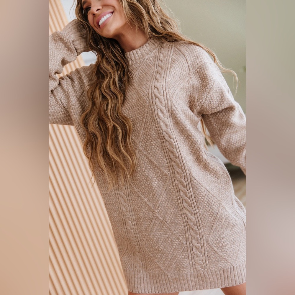 2 for $20// Dex Women's Cable Knit Sweater - Tan
